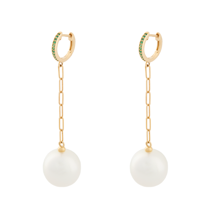Pearl + Emerald Earrings