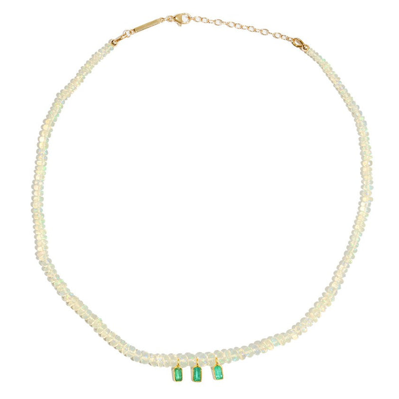 Moonstone + Opal Pear Beaded Necklace