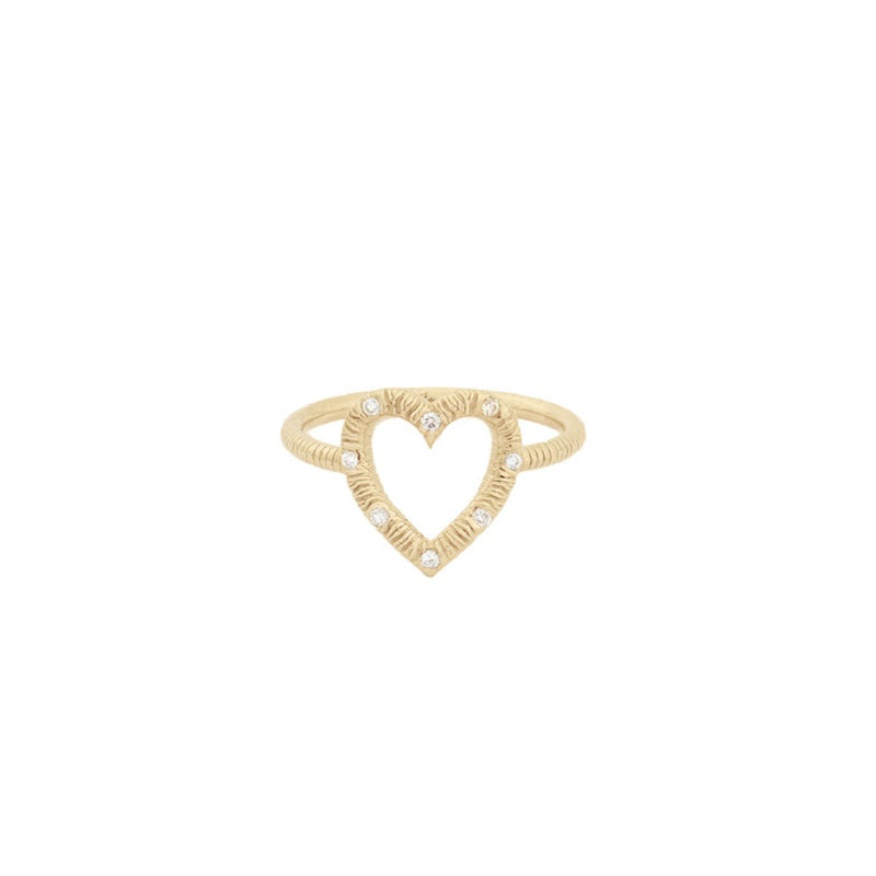 Open Heart Diamond pinky ring