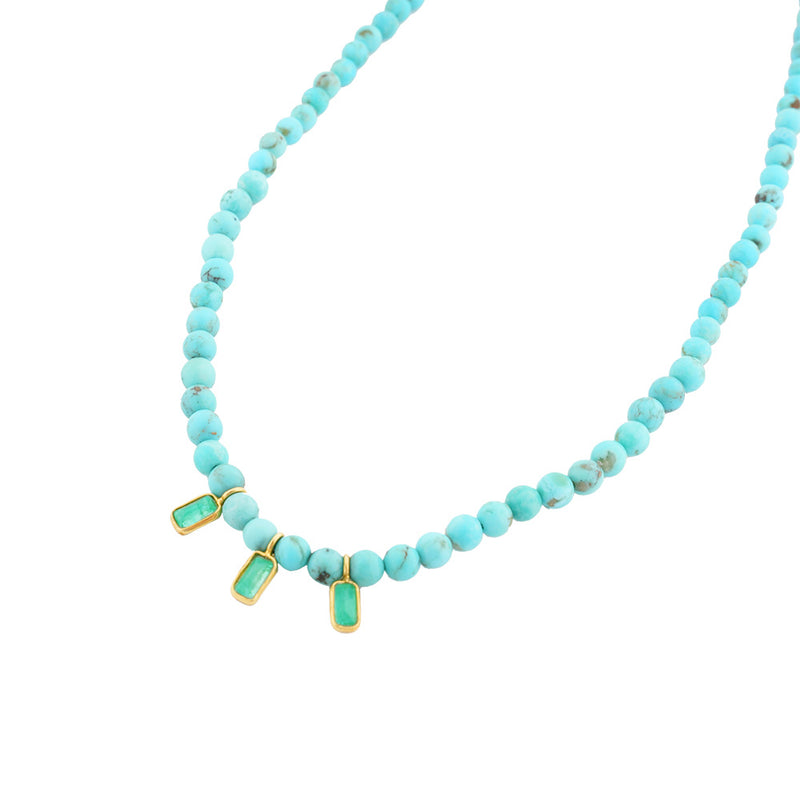 Turquoise and Emerald Trio Necklace