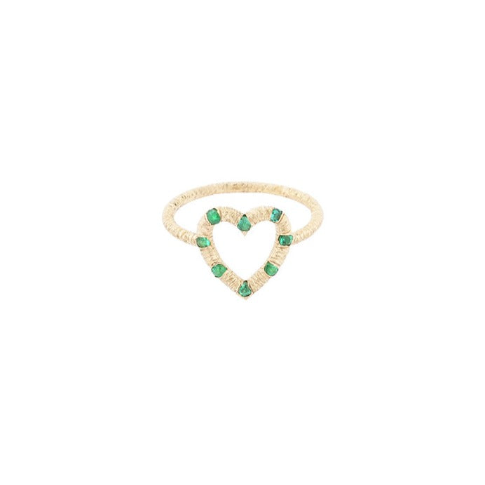 Open Heart Emerald pinky ring