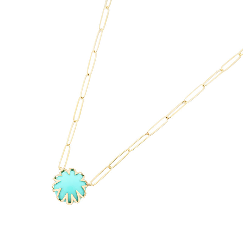 Double Sided Turquoise + Diamond Hex on Coral Beaded Necklace