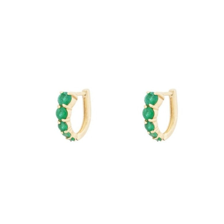 Graduated Emerald Huggie Hoops