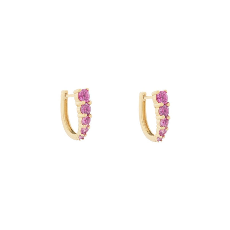 Graduated Pink Sapphire Huggie Hoops