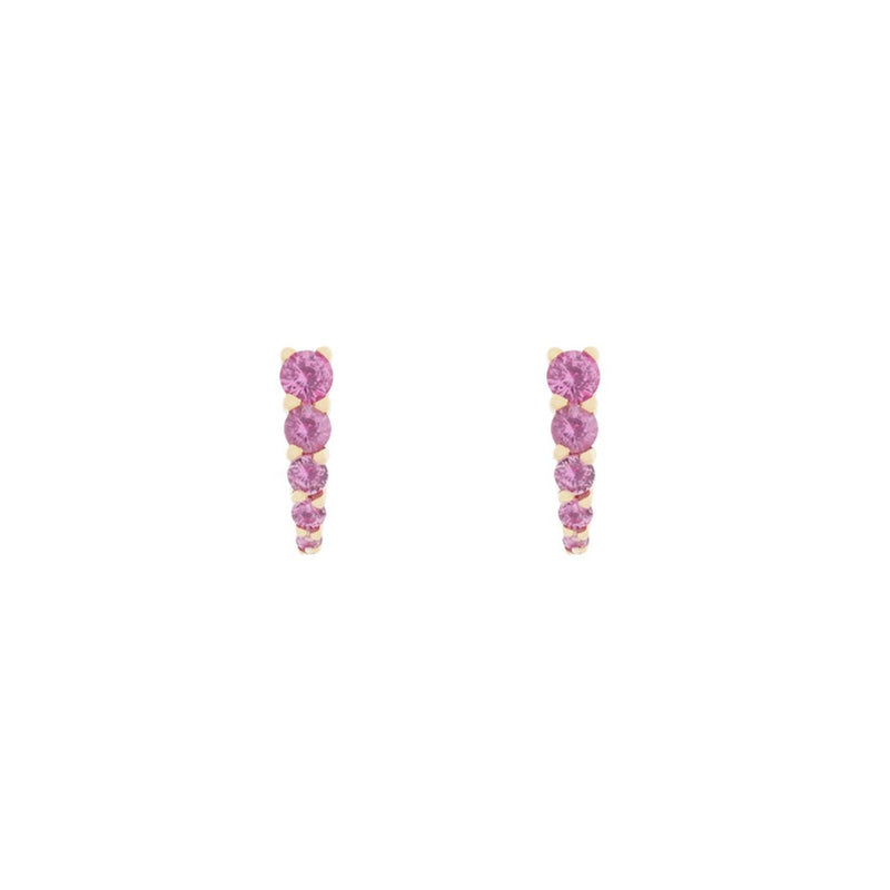 Graduated Pink Sapphire Huggie Hoops