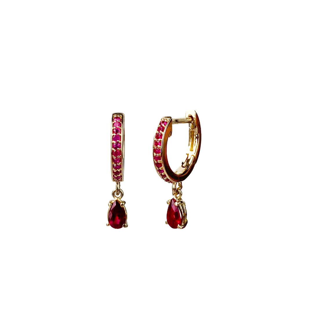 Ruby Pear Huggie Earrings Skaska Jewelry