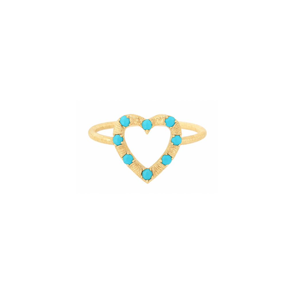 Open Heart Turquoise Pinky Ring