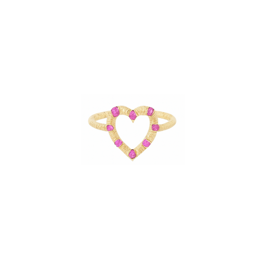 Open Heart Pink Sapphire Pinky Ring