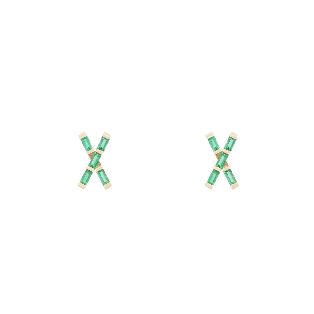 X Marks The Spot Emerald Studs