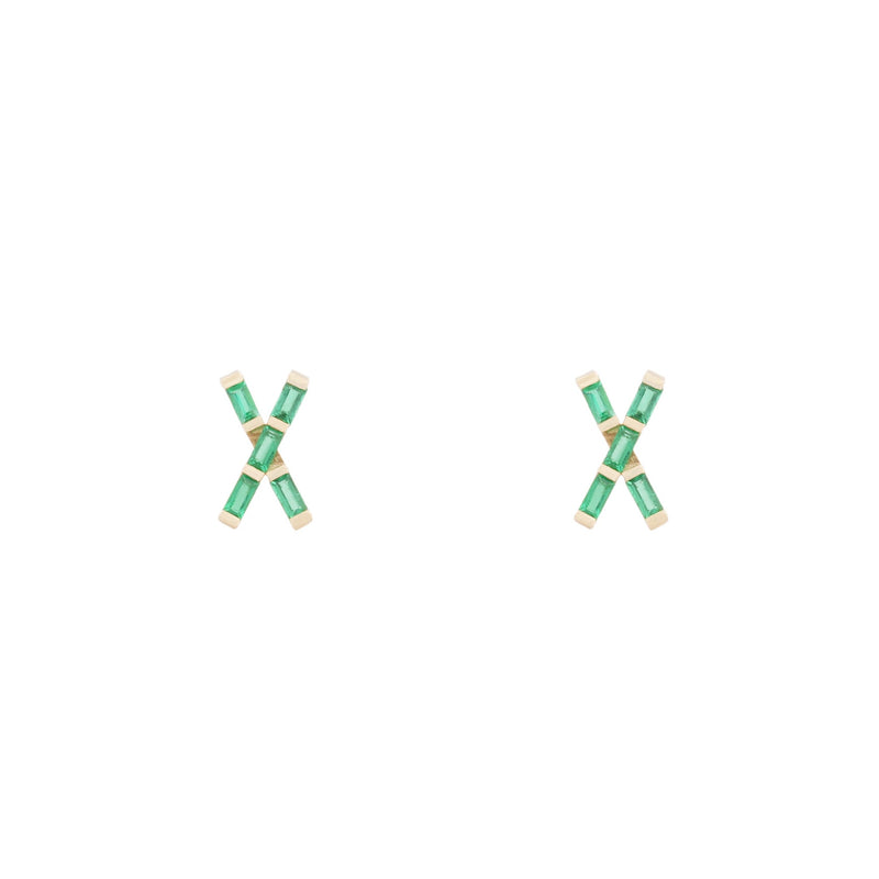 X Marks The Spot Emerald Studs