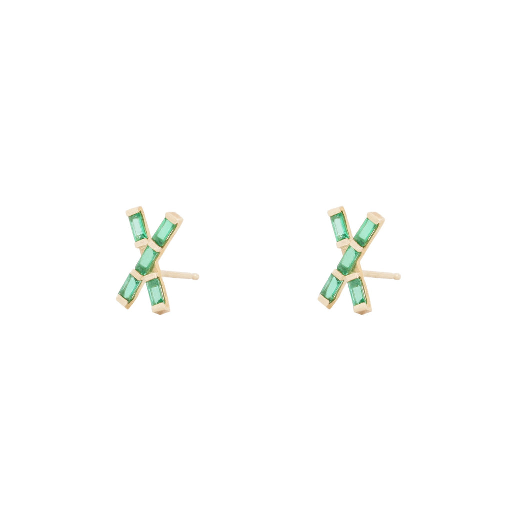 X Marks The Spot Emerald Studs
