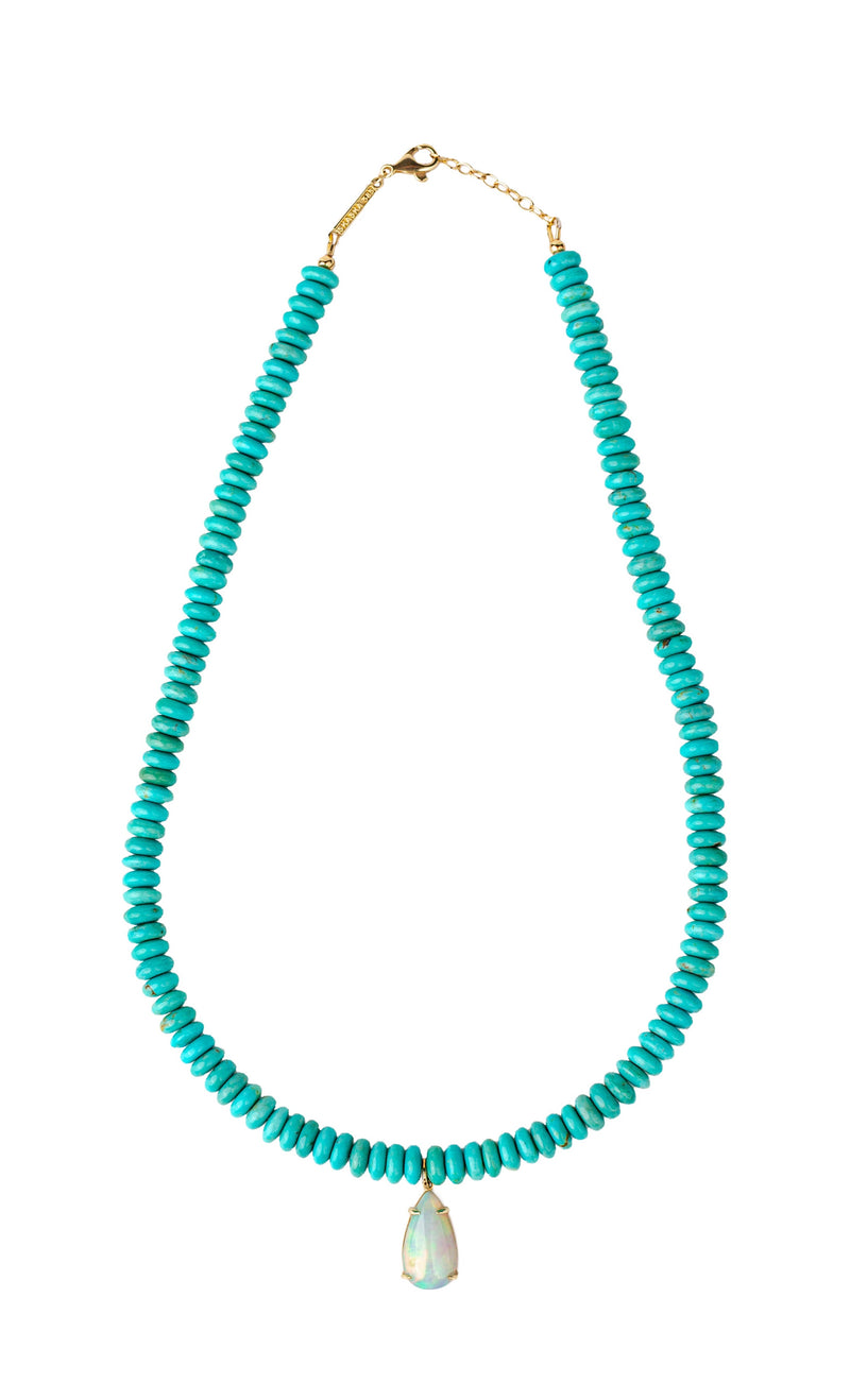 Turquoise + Opal Pear Necklace