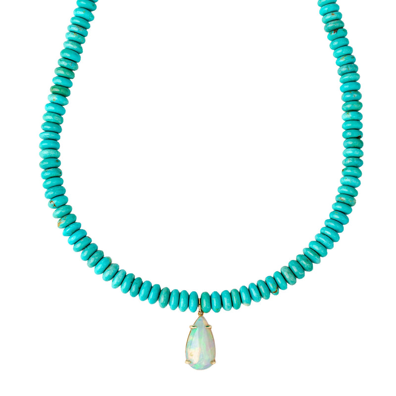 Turquoise + Opal Pear Necklace