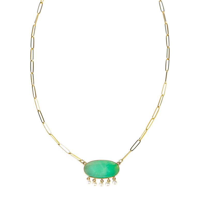 Turquoise + Opal Pear Necklace