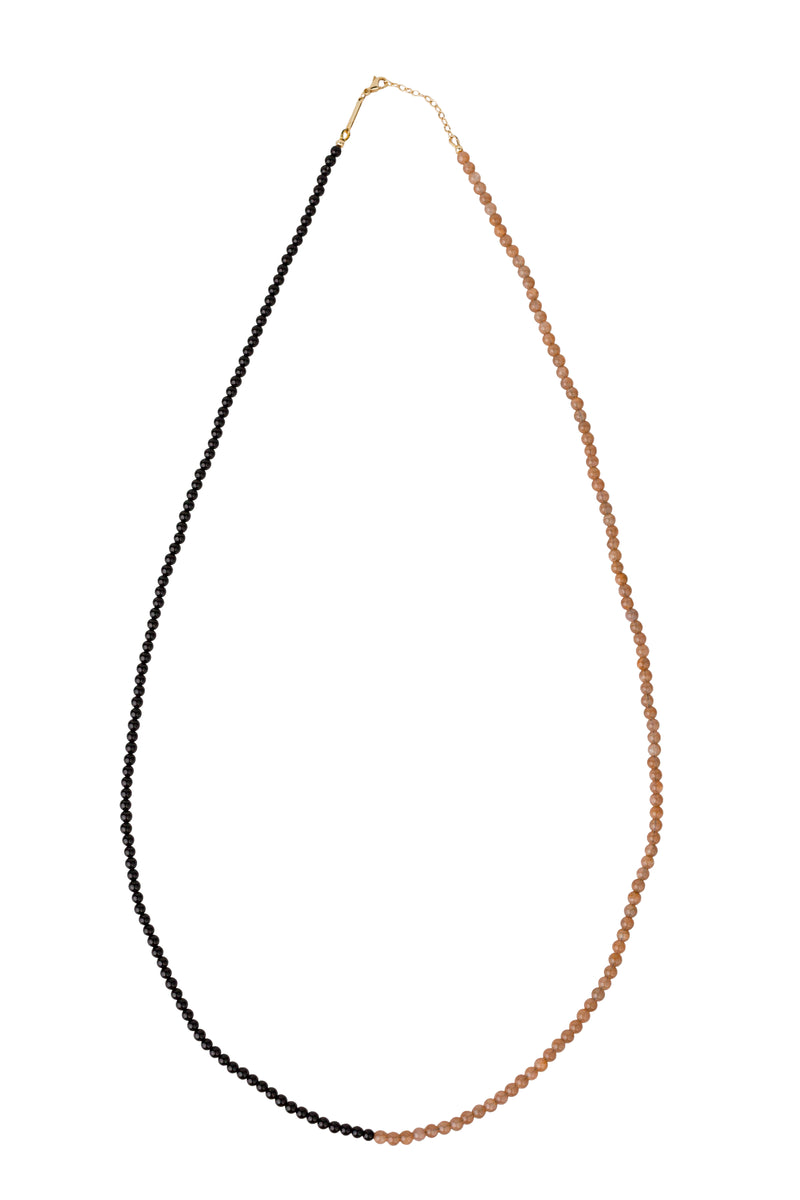 Black Onyx + Moonstone Split Beaded Necklace
