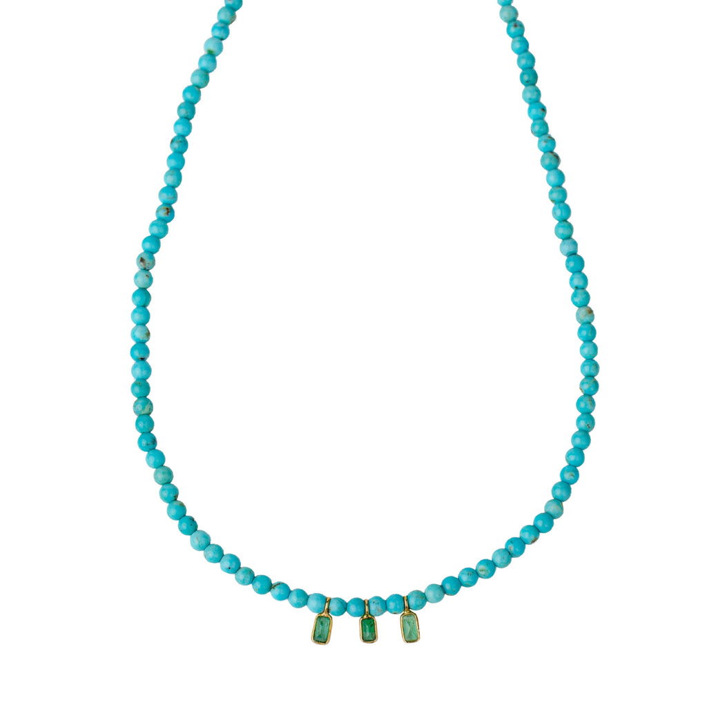 Turquoise and Emerald Trio Necklace