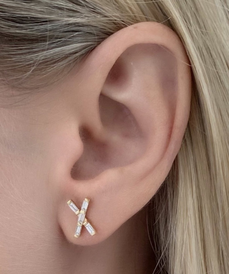 X Marks the Spot Diamond Studs in 18K