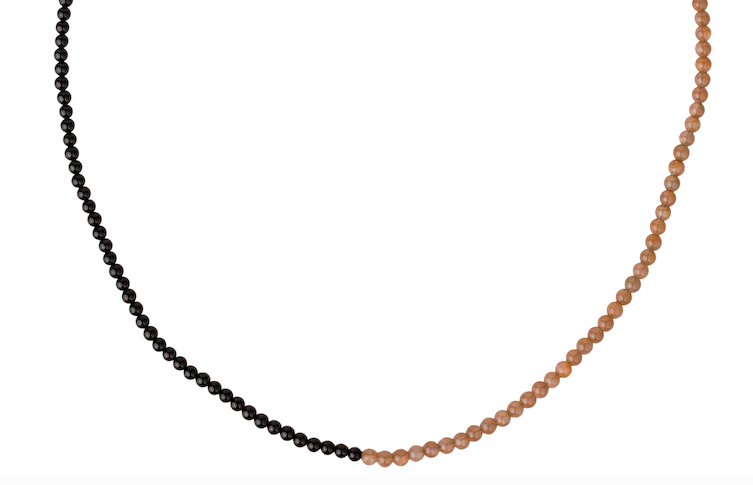 Black Onyx + Moonstone Split Beaded Necklace