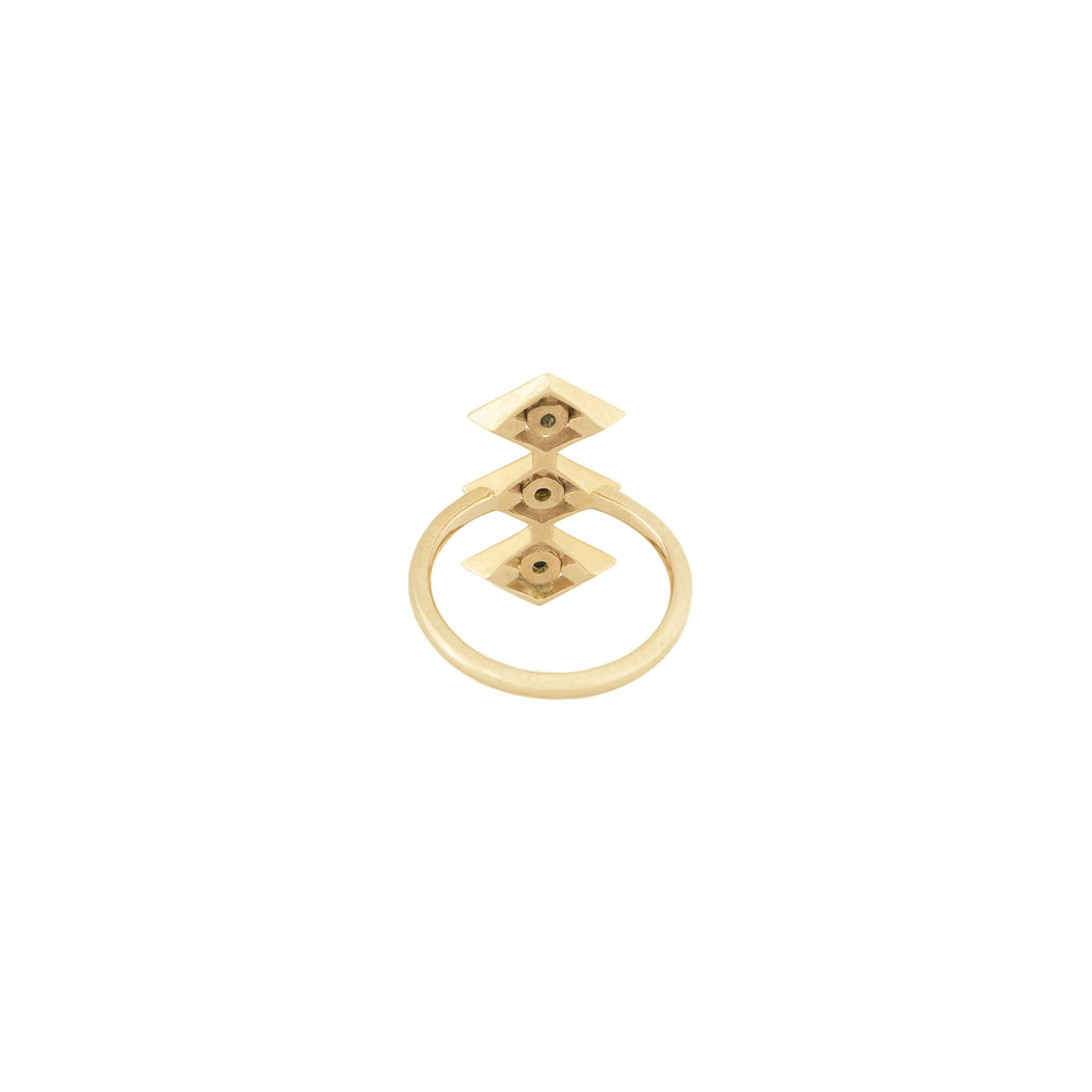 Turquoise Three Eye Ring in 18K