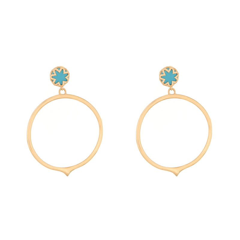 Turquoise Starburst Peak Hoop Earrings