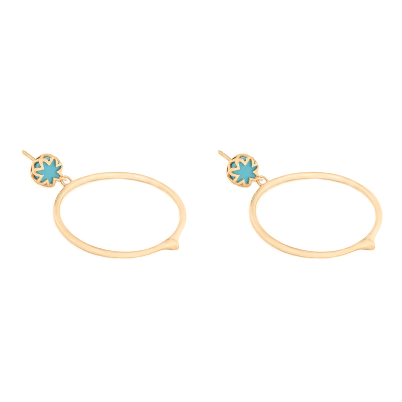 Turquoise Starburst Peak Hoop Earrings