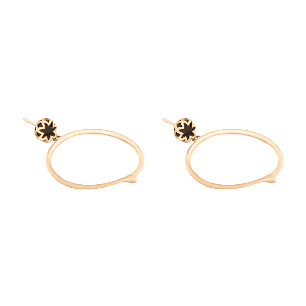 Black Onyx Starburst Peak Hoop Earrings