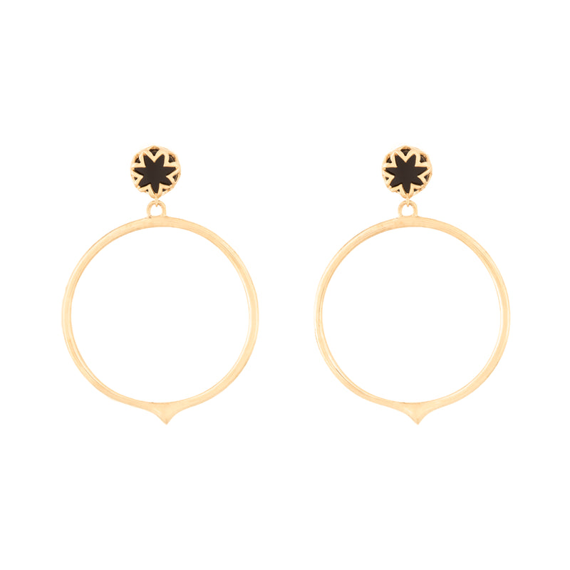 Black Onyx Starburst Peak Hoop Earrings