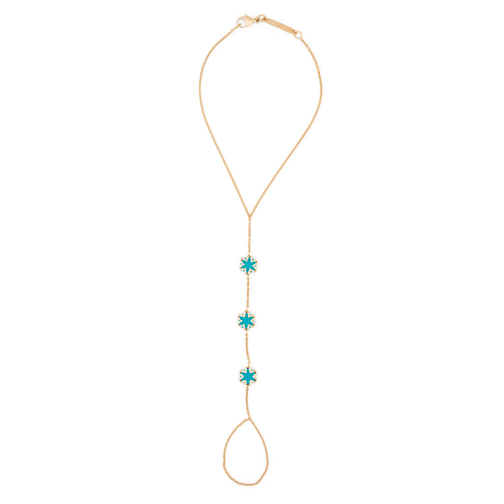 Turquoise Triple Starburst Finger Bracelet