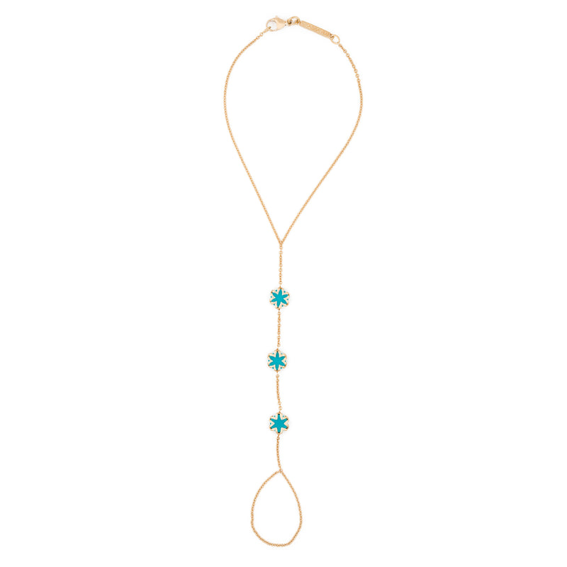 Turquoise Triple Starburst Finger Bracelet