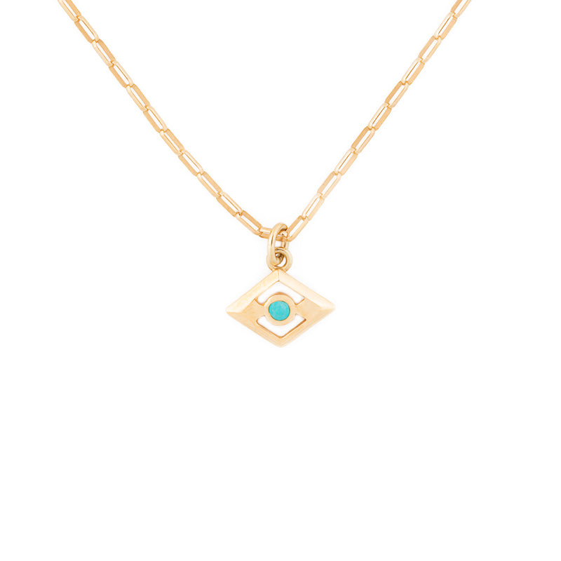 Turquoise Mini Evil Eye on Belcher Chain Necklace