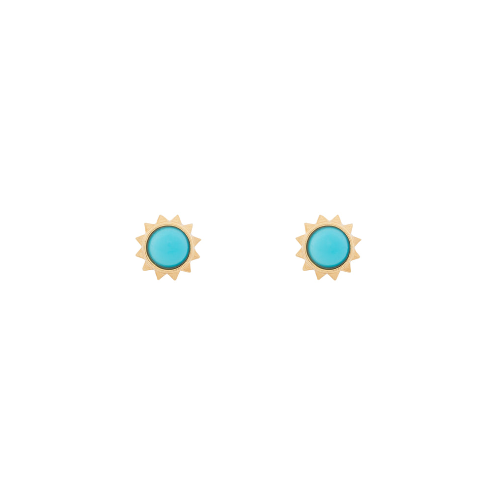 Turquoise solid 10k gold Sun studs