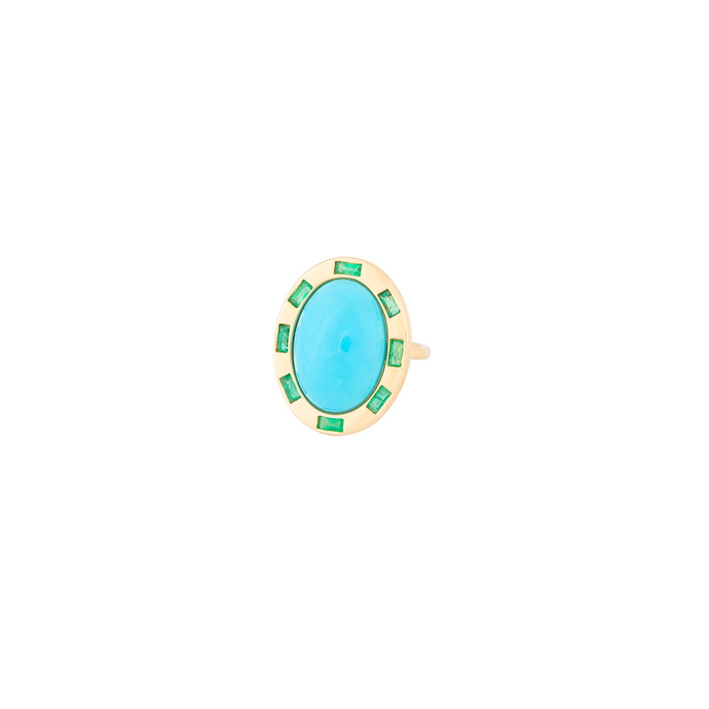 Turquoise + Emerald Ring