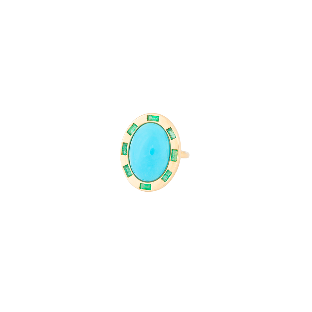 One Of A Kind Turquoise + Emerald Ring