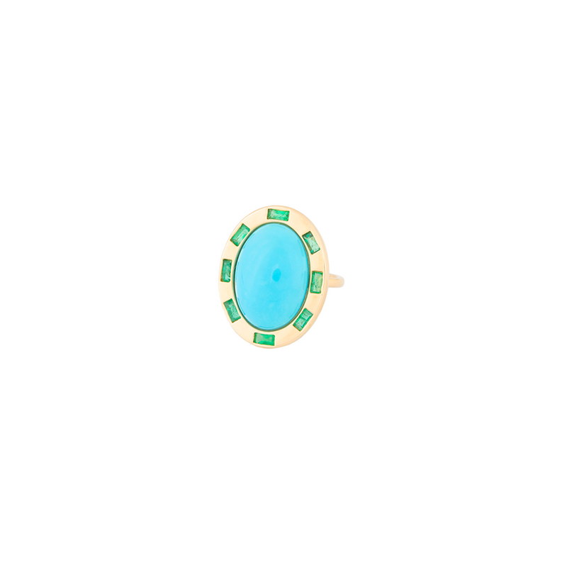 Turquoise + Emerald Ring