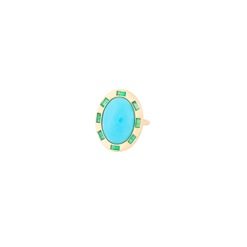 One Of A Kind Turquoise + Emerald Ring