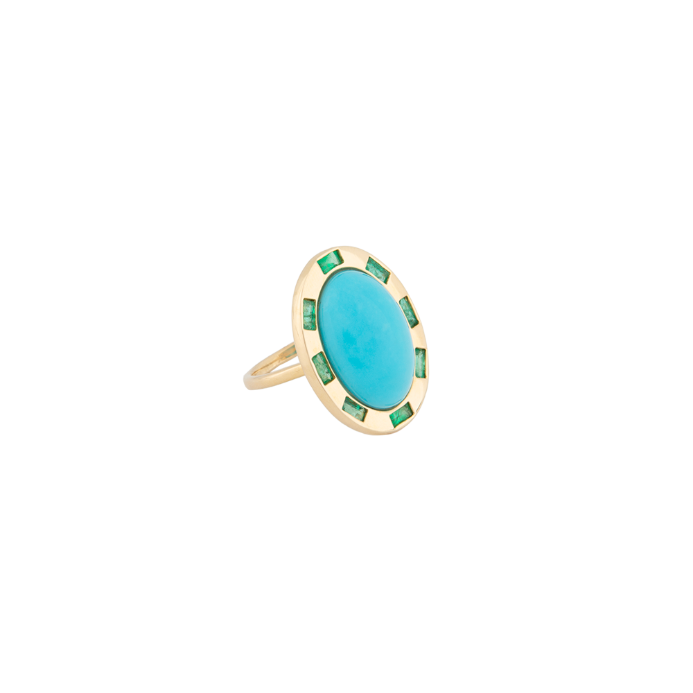 Turquoise + Emerald Ring