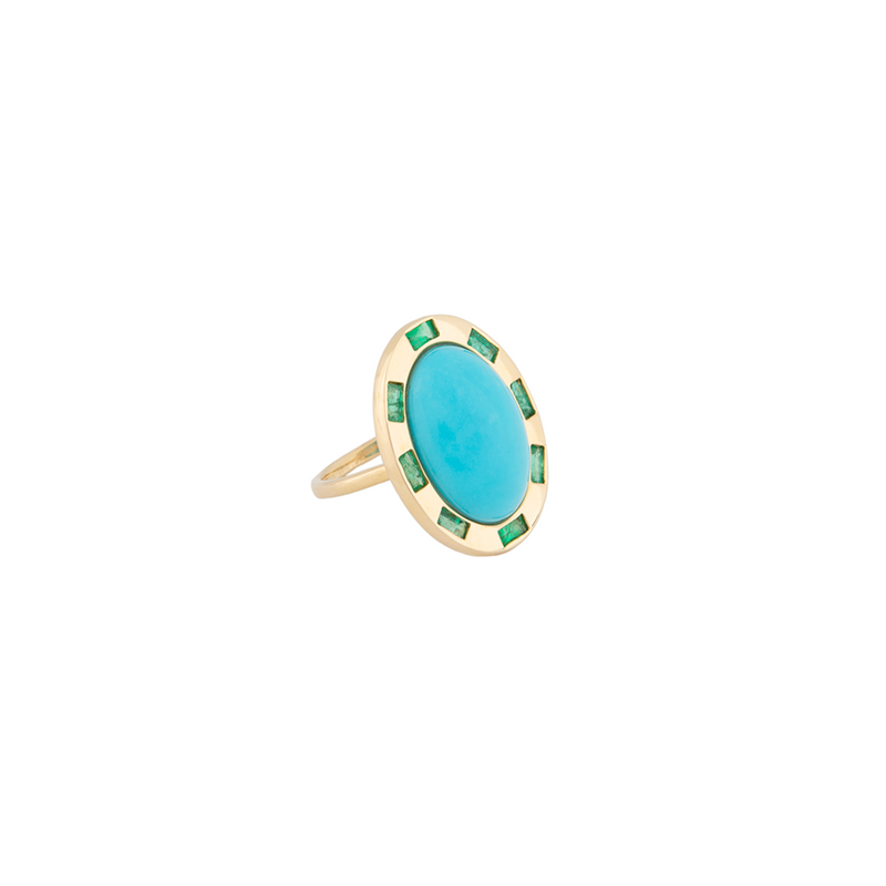 Turquoise + Emerald Ring