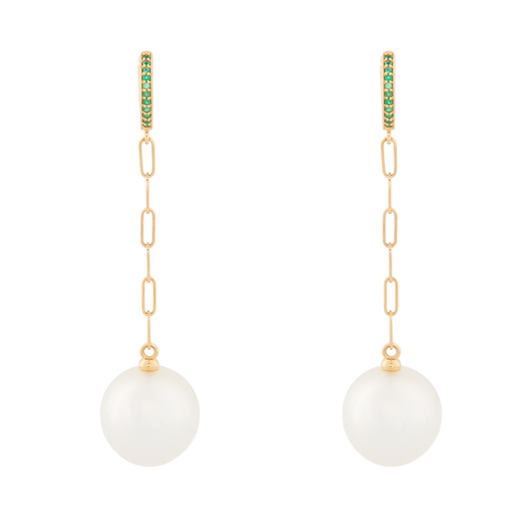 Pearl + Emerald Earrings