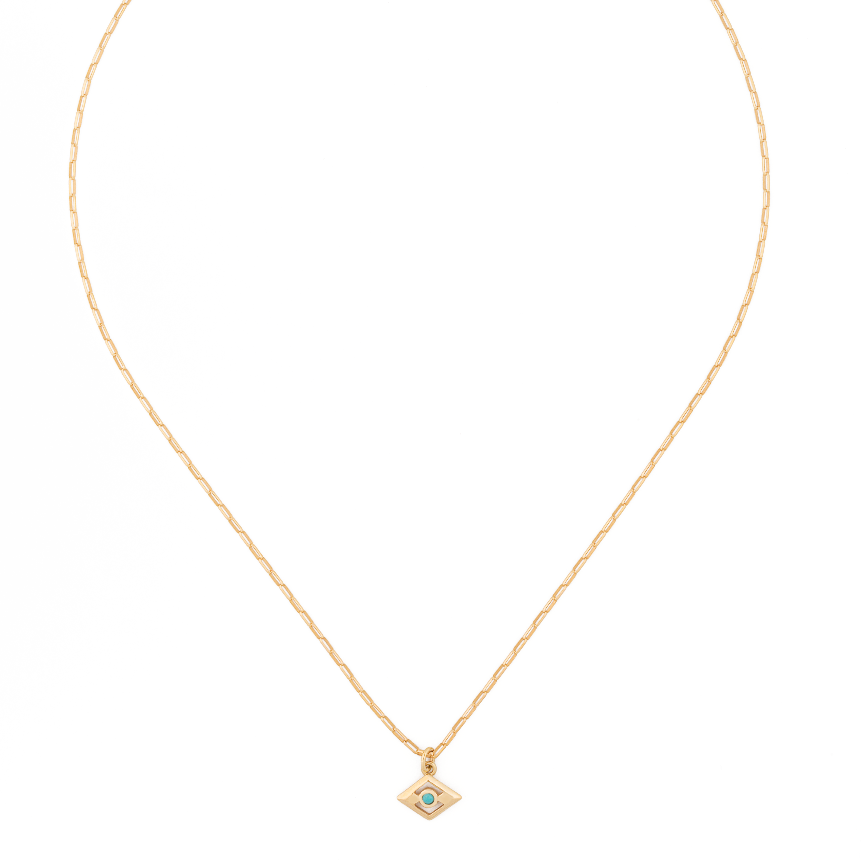 Turquoise Mini Evil Eye on Belcher Chain Necklace