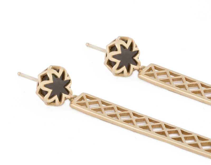 Black Onyx Starburst Studs with Shorty Bars