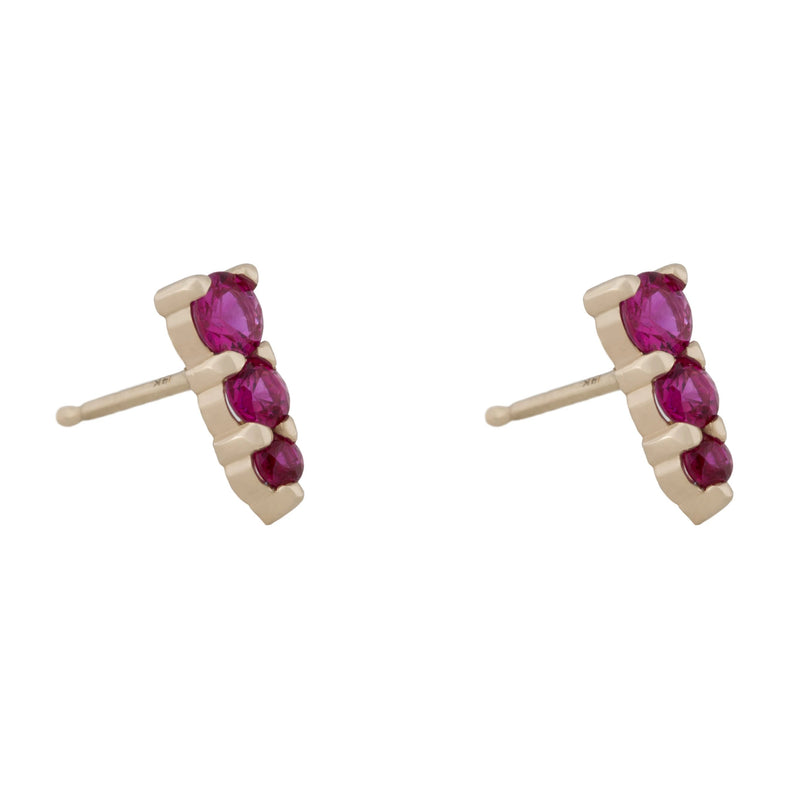 Three Amigas Ruby Studs in 18K