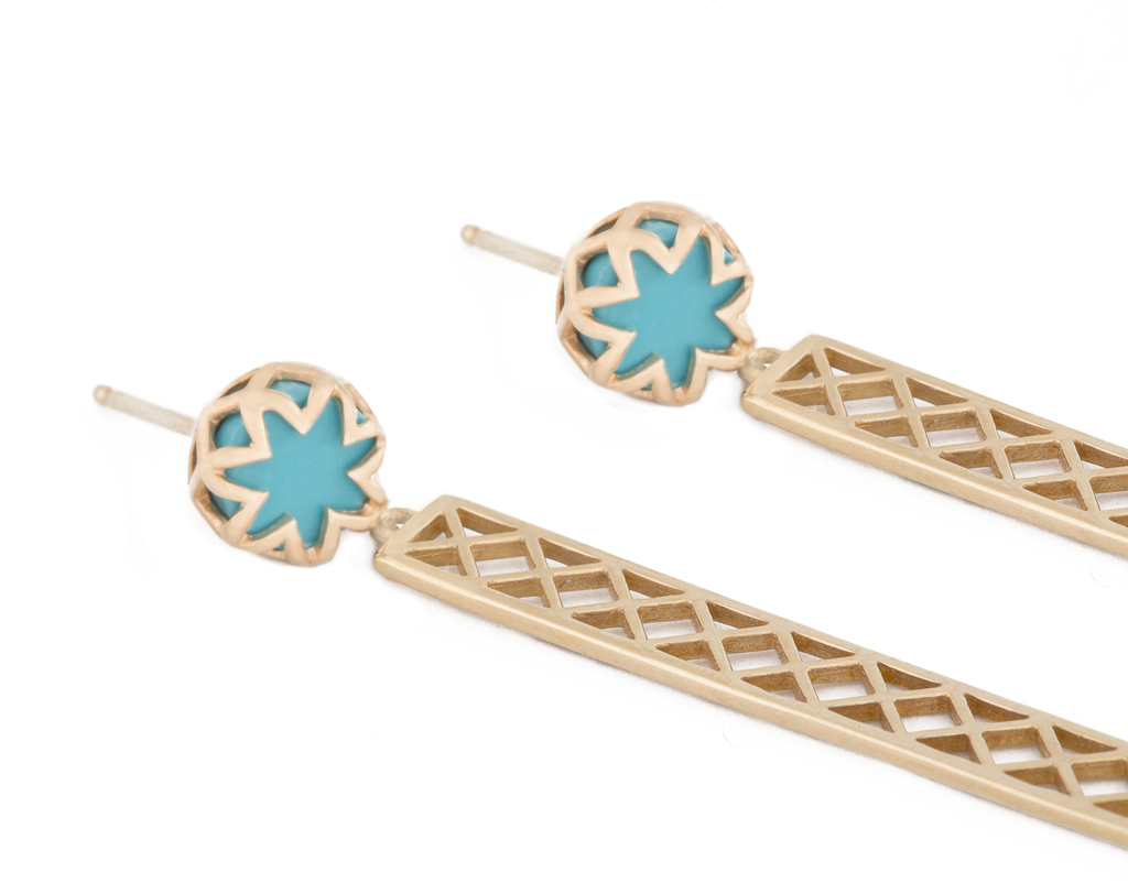 Turquoise Starburst Studs with Long Bars