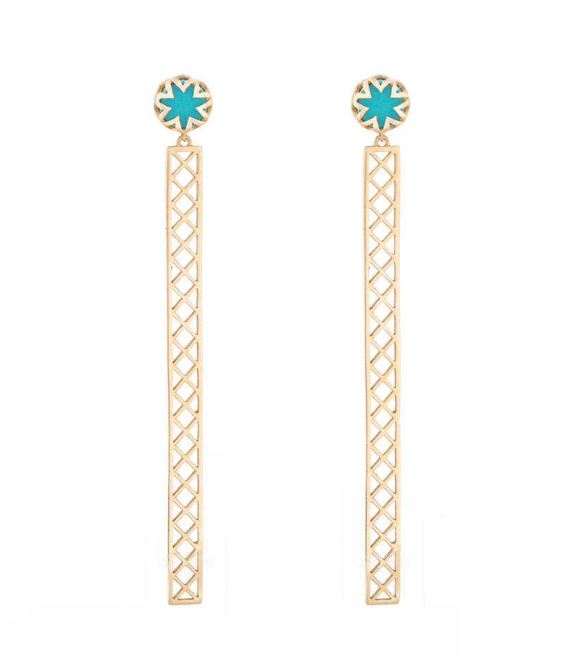 Turquoise Starburst Studs with Long Bars