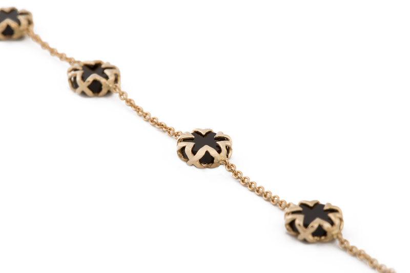 Black Onyx Starburst Necklace in 18K