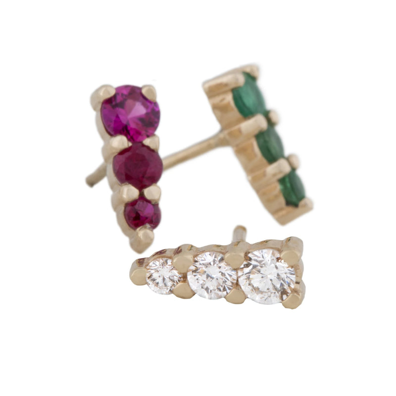 Three Amigas Ruby Studs in 18K