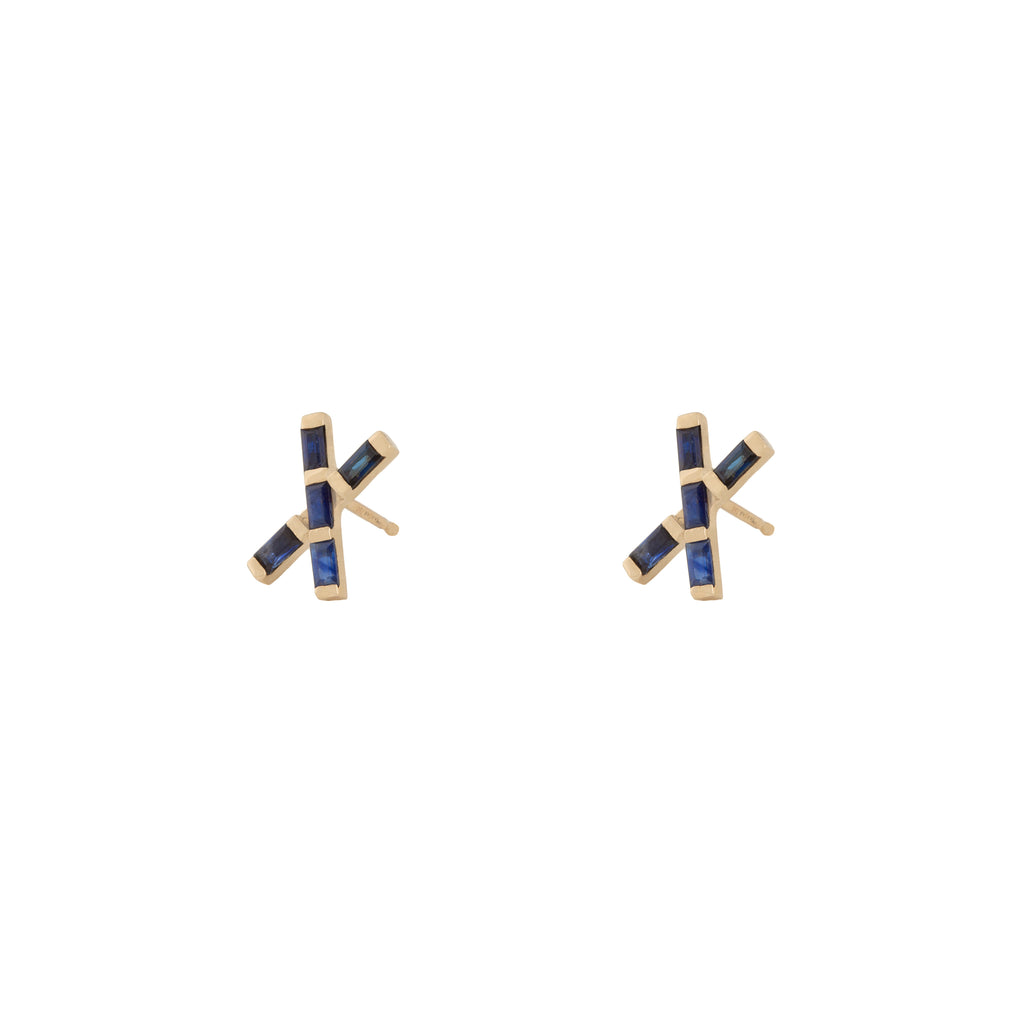 X Marks The Spot Blue Sapphire Studs