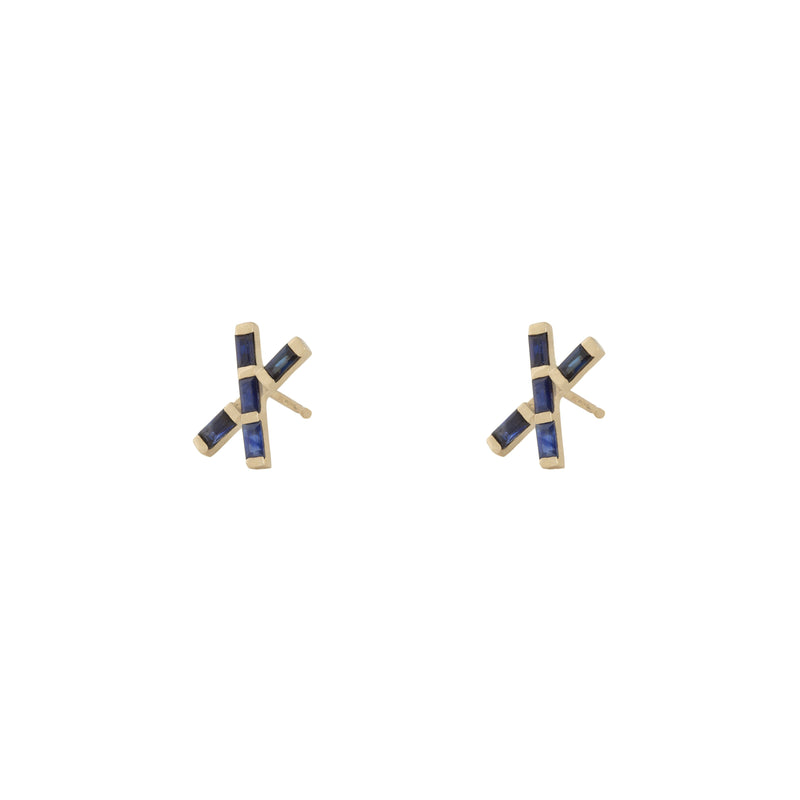 X Marks The Spot Blue Sapphire Studs in 18K
