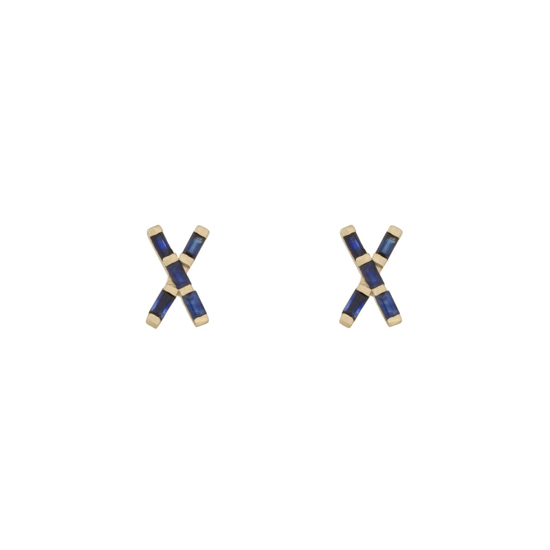 X Marks The Spot Blue Sapphire Studs in 18K