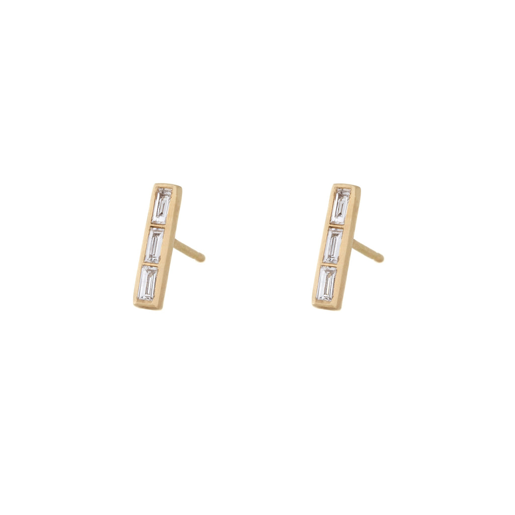 Diamond Baguette Bars in 18K