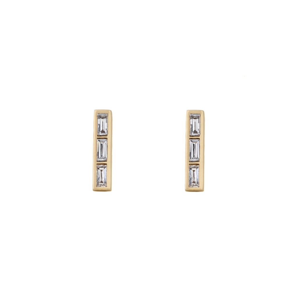 Diamond Baguette Bars in 18K